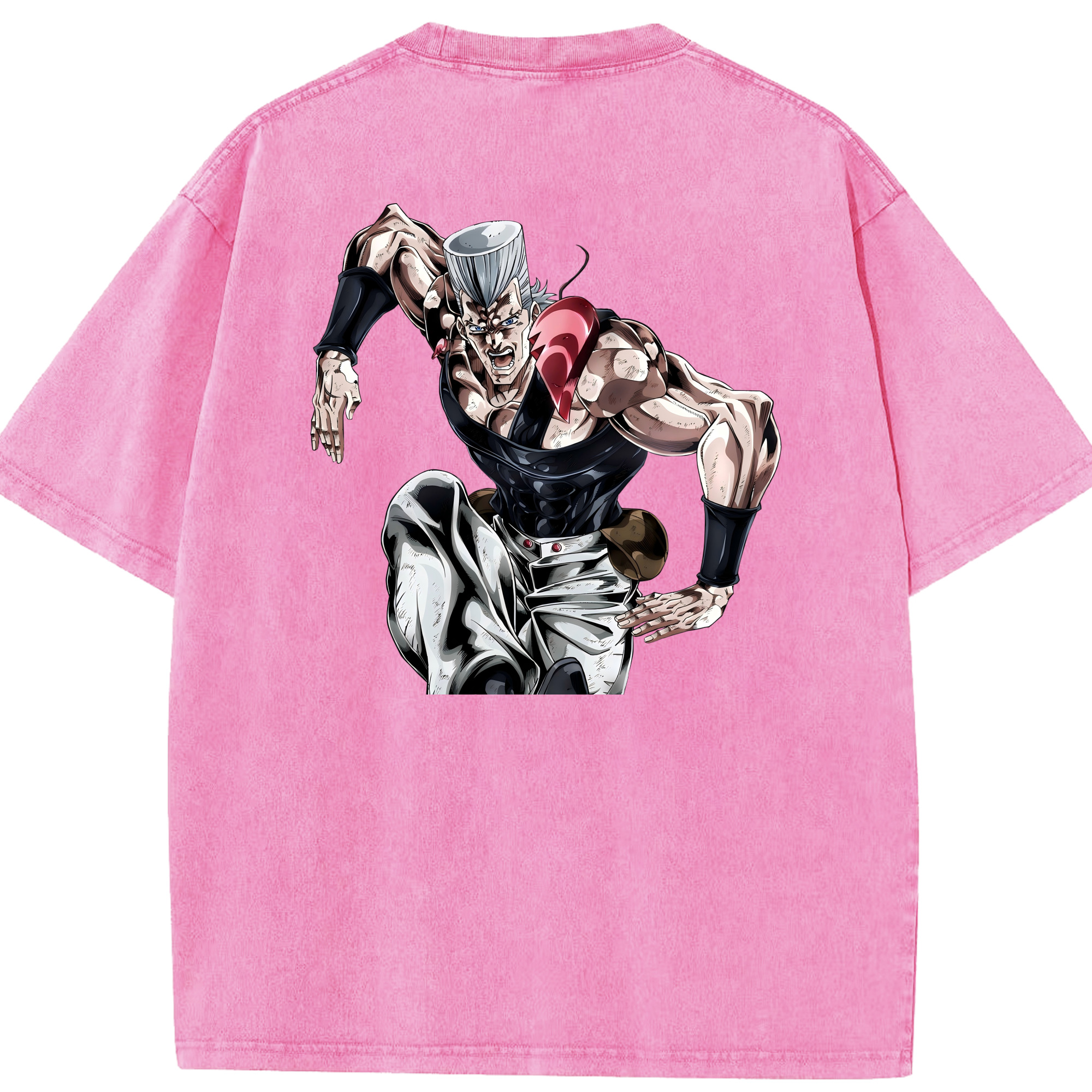 （画像用） ジョジョの奇妙な冒険 ジャン＝ピエール?ポルナレフ JoJo's Bizarre Adventure Jan Pierre Polnareff 綿100% ヴィンテージ風 半袖Tシャツ（背面プリント）